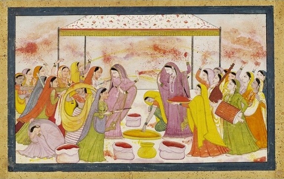 Radha celebrating Holi, c1788 Kangra, India - Vic-Albert Museum
